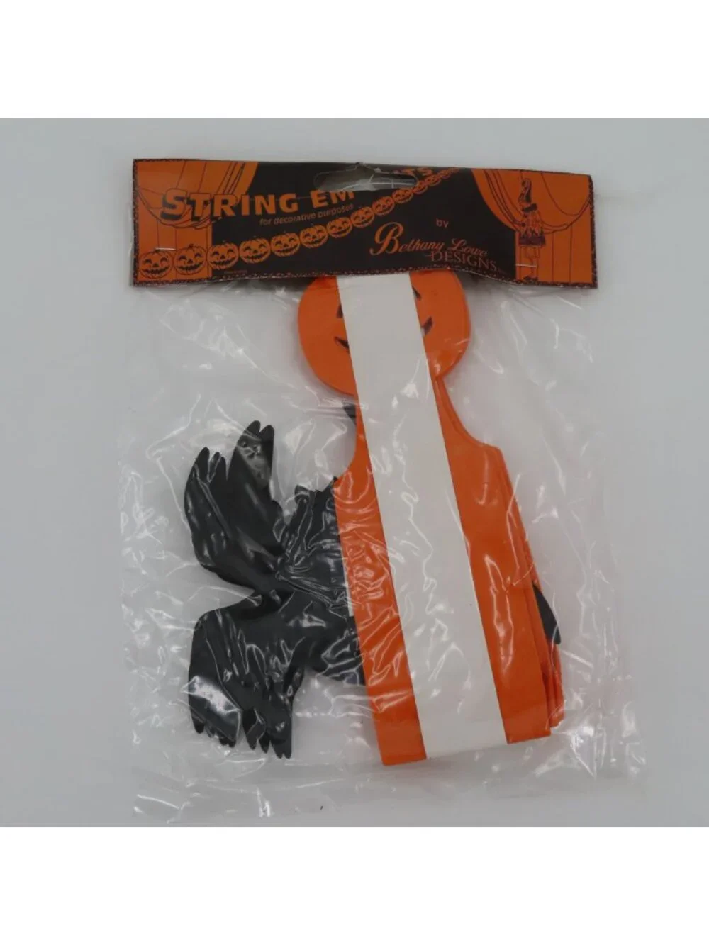 Bethany Lowe String Em Outs Halloween Spider Jack O Lantern Paper Garland NEW